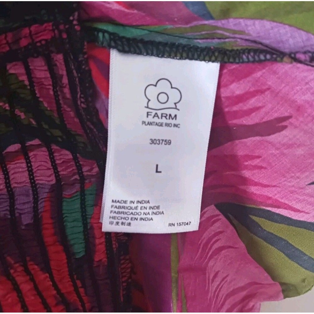 Farm Rio Anthropologie Puff Sleeve Midnight Leaves Mini Dress Size‎ L - Picture 7 of 9